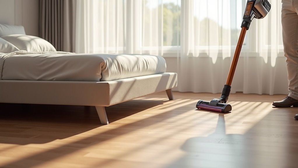 vacuum beneath bed frame